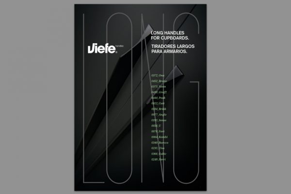 Tiradores largos para armarios catálogo Viefe 2018. Catalogue of long handles for cupboards by Viefe 18.